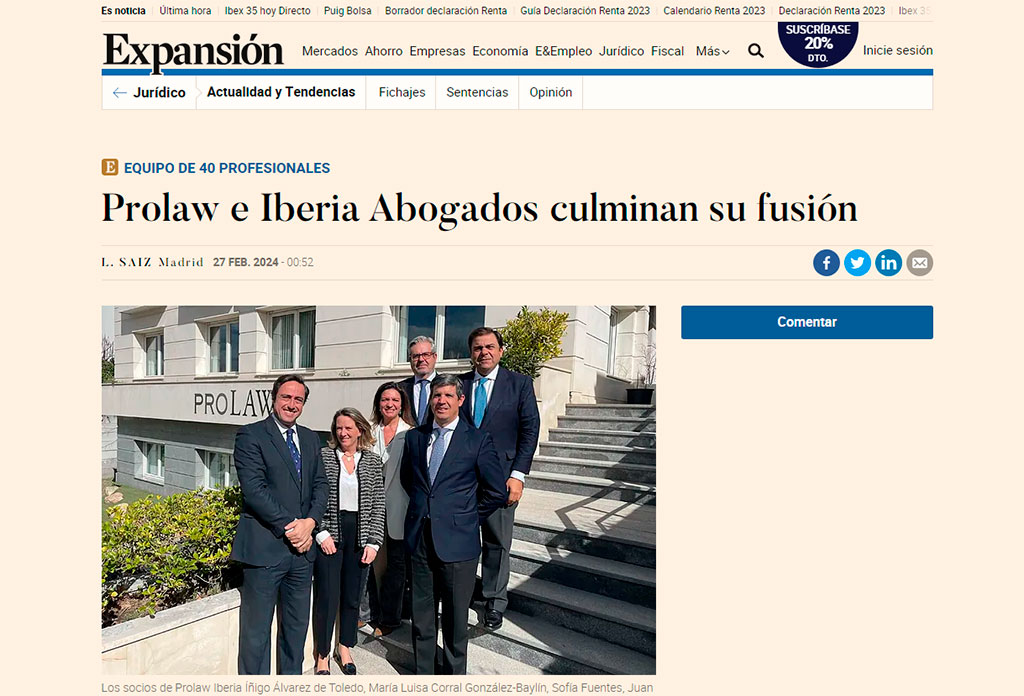 Prolaw and Iberia Abogados complete their merger