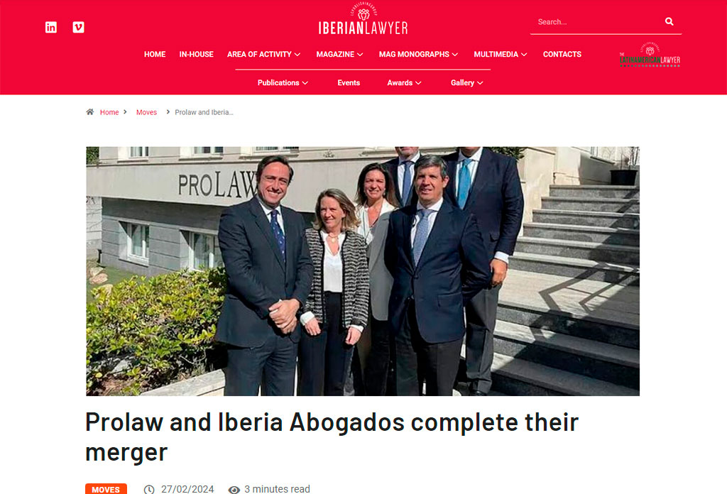 Prolaw and Iberia Abogados complete their merger