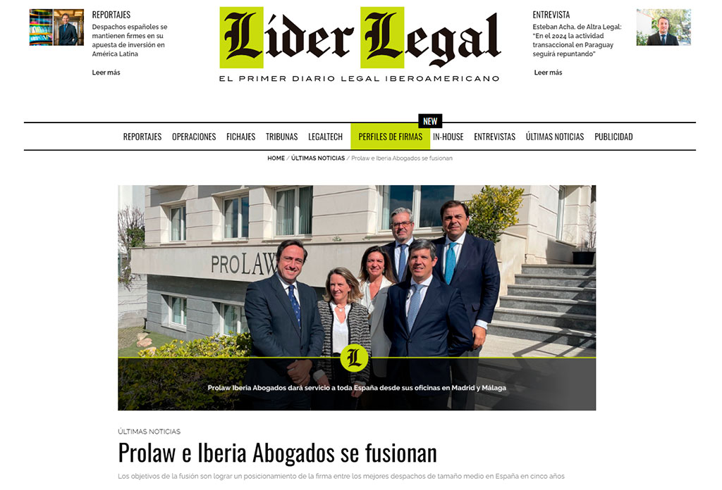 Prolaw e Iberia Abogados se fusionan